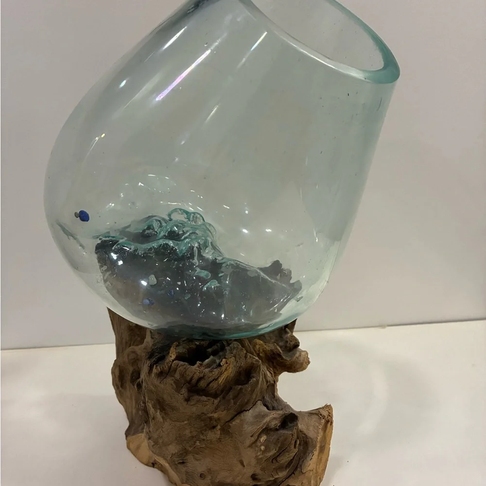Atrium/Fishbowl Glass Teak Burl Wood Fishbowl/Airplant Display
Molten Glass - Picture 4 of 14